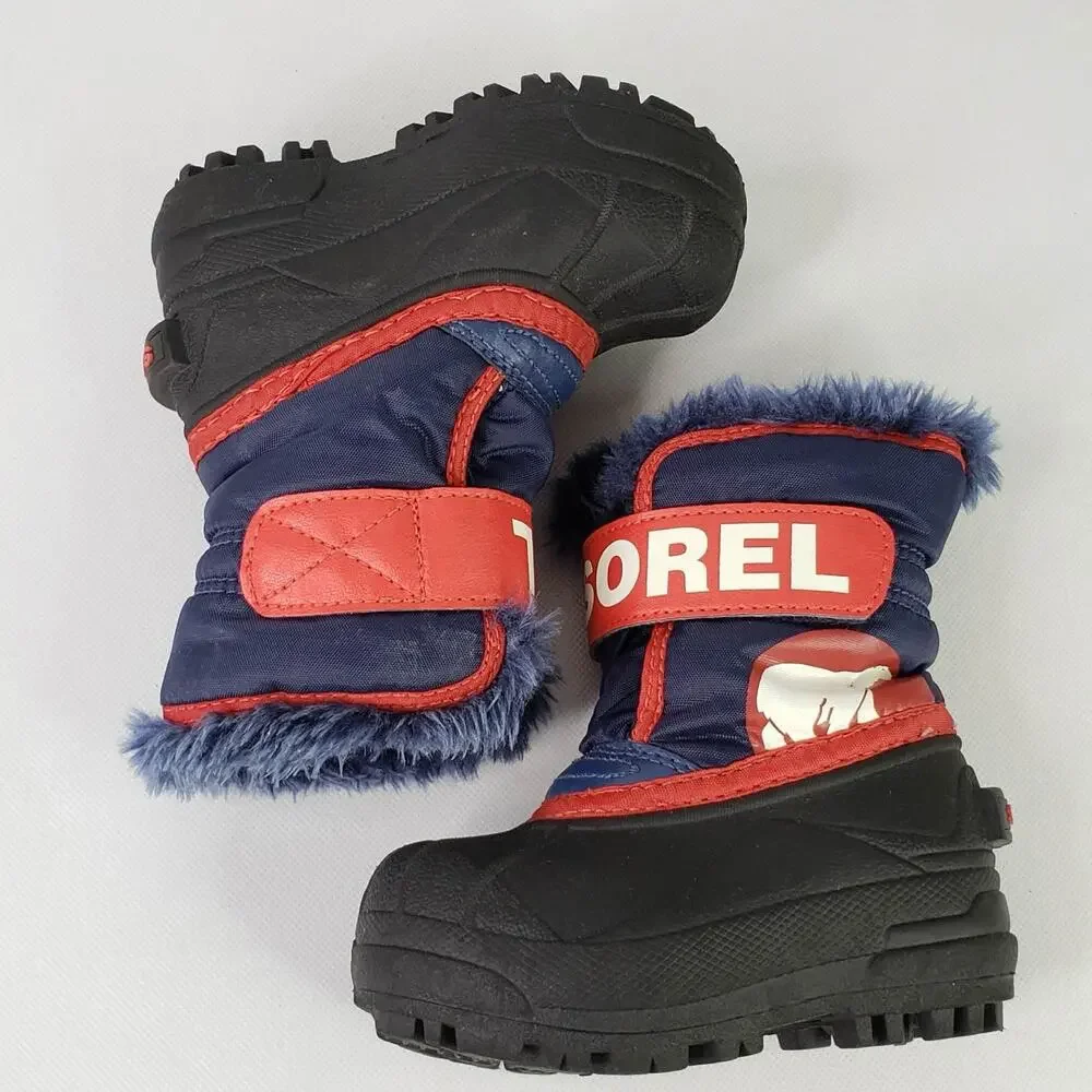 Sorel Toddler Snow Commander Snow Boots Size 6 Black Super Blue pull on